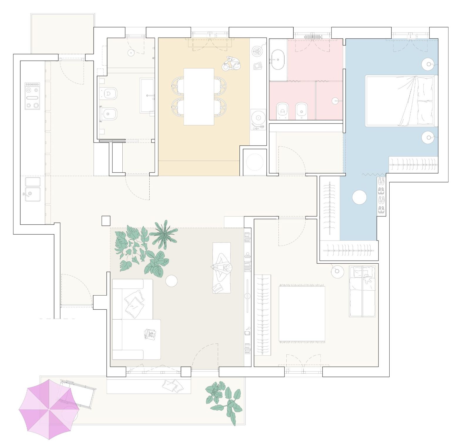 CASA POLLY – Ristrutturazione Appartamento | Roma – San Giovanni 100 mq — Floor Plan